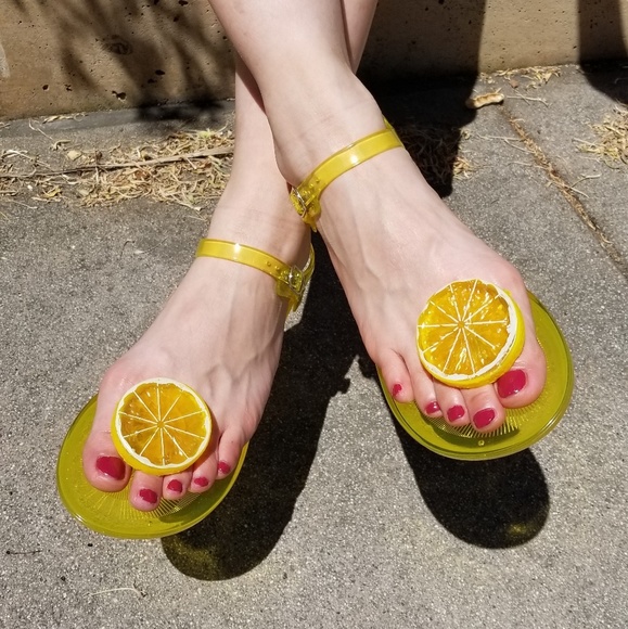 No Brand Shoes | Summer Lemon Yellow Jelly Ankle Strap Sandals | Poshmark